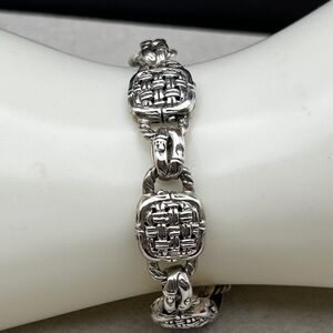 Sarda Sterling Silver Basket Weave Panel Bracelet adjustable fit